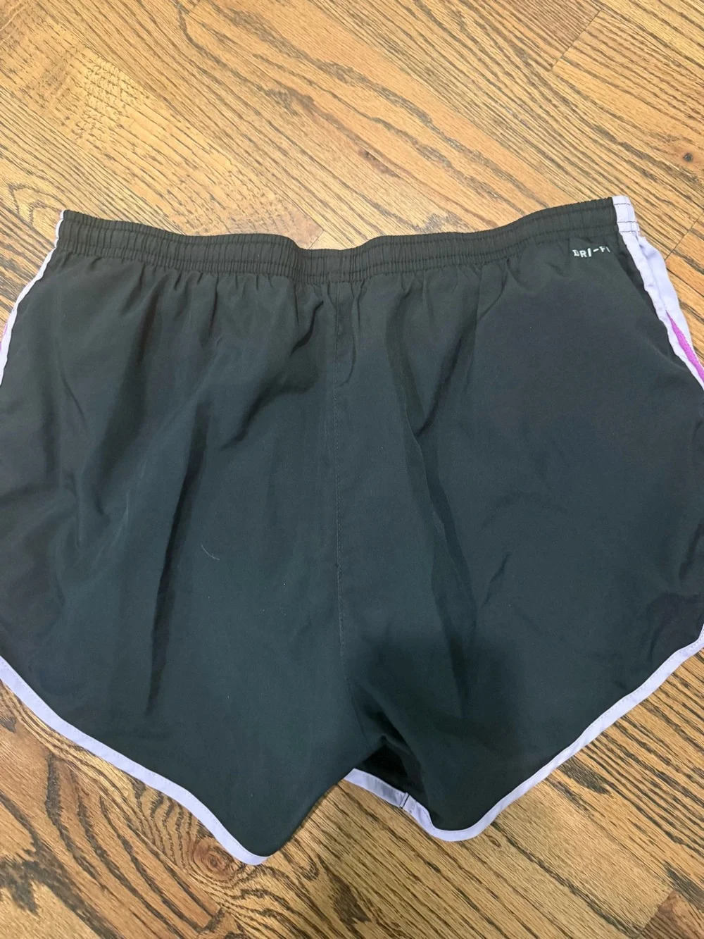Nike Black Athletic Shorts with Purple and Light Lavender Trim m